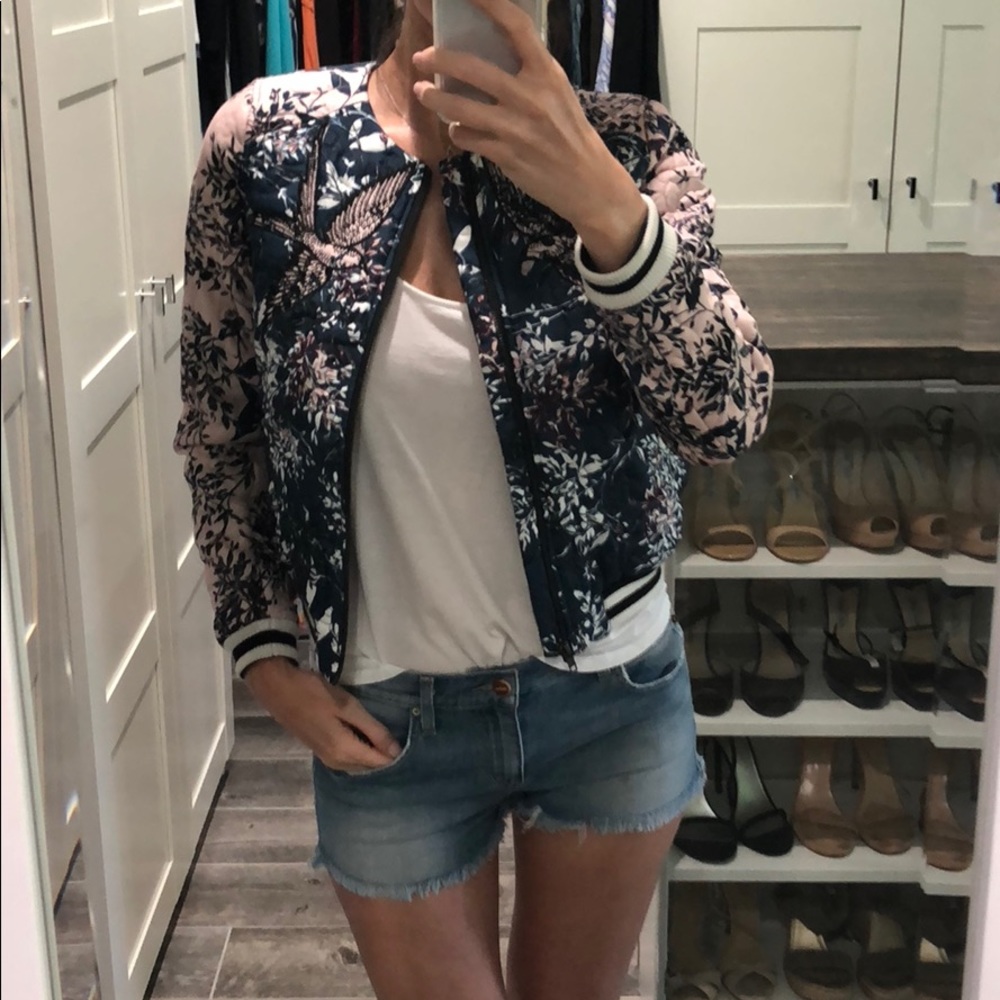 Parker Quilted Bomber Baseball Jacket - XS